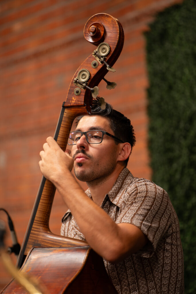 Jazz musician playing upright bass