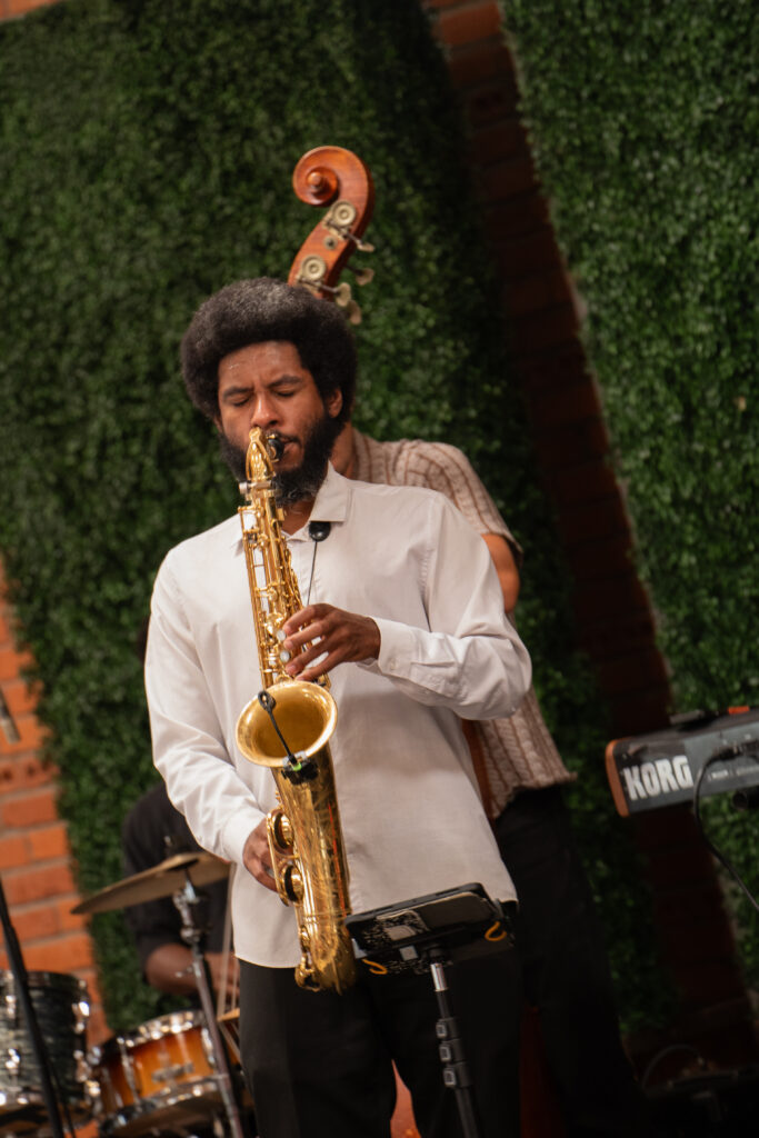 Jazz musician playing saxophone